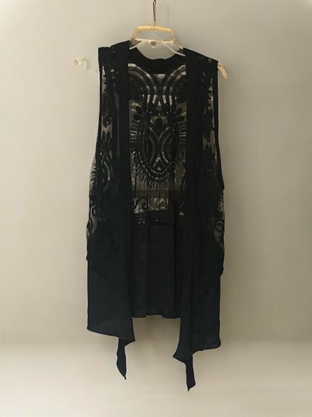 Ladies Semi Sheer Black Vest